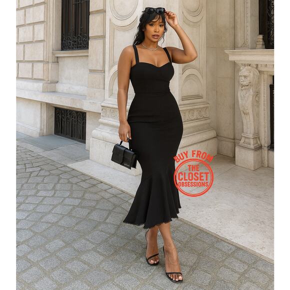 ZARA Black Sweetheart Asymmetric Midi Dress 🖤✨ | Size M | NWT | LAST ONE - Picture 3 of 16